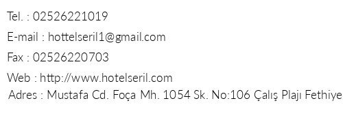 Hotel Seril 1 telefon numaralar, faks, e-mail, posta adresi ve iletiim bilgileri